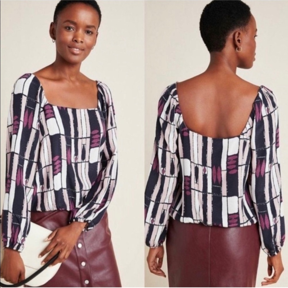 ANTHROPOLOGIE The Odells abstract print elastic waist women’s Size Small